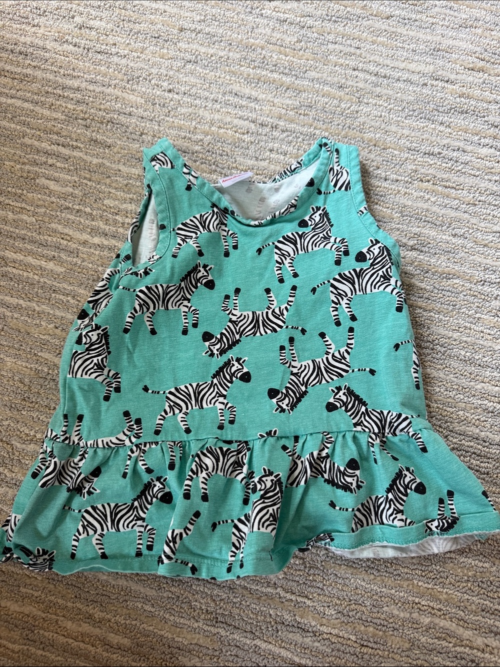 Hanna Andersson Teal Zebra Peplum Tank EUC 4